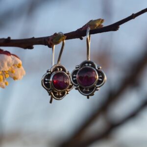 Silver faced moonstone hoop earrings