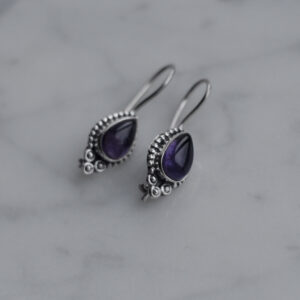 Boucles d’oreilles en argent 925 en forme de gouttes avec améthyste