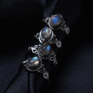 Silver ring with teardrop moonstone